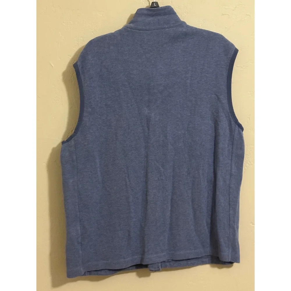 Polo Ralph Lauren Vest XL Blue Cotton Zip Up Sleeveless Pony Logo